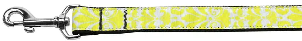 Damask-Yellow-Nylon-Dog-Leash-3-8-Inch-Wide-6ft-Long-GreatEagleInc-318789423