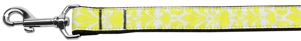Damask Yellow Nylon Dog Leash 5/8 Inch Wide 4ft Long Default Title