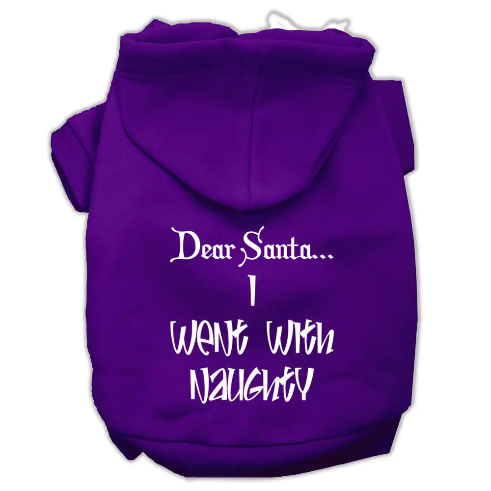 Dear Santa I Went With Naughty Screen Print Pet Hoodies Purple Size Lg Default Title