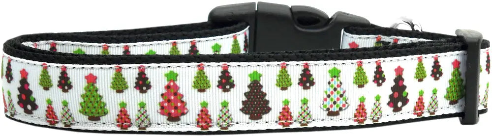 Designer Christmas Trees Nylon Dog Collar Medium Narrow Default Title