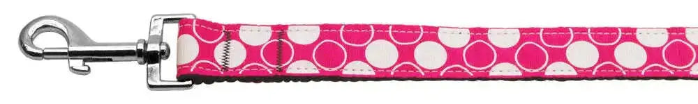 Diagonal-Dots-Nylon-Collar-Bright-Pink-1-Wide-6ft-Lsh-GreatEagleInc-318818841