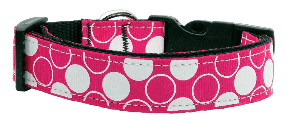 Diagonal Dots Nylon Collar Bright Pink Medium Default Title