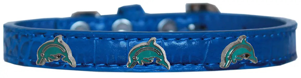 Dolphin Widget Croc Dog Collar Blue Size 20 Default Title