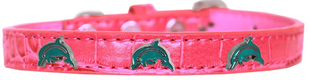 Dolphin Widget Croc Dog Collar Bright Pink Size 10 Default Title