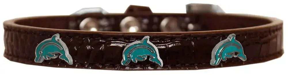 Dolphin-Widget-Croc-Dog-Collar-Chocolate-Size-10-GreatEagleInc-319971680