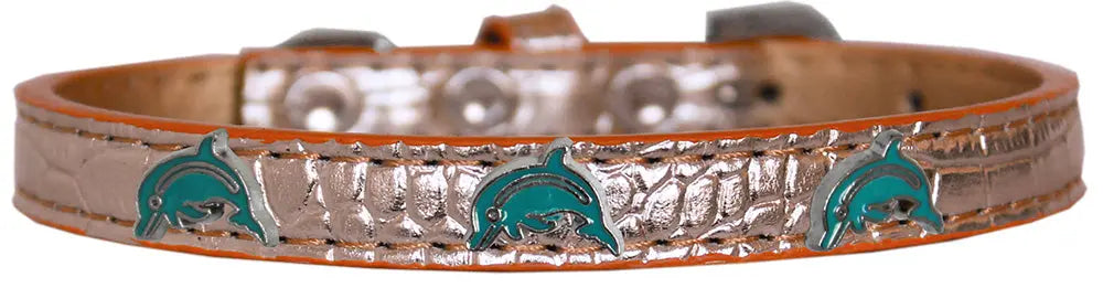 Dolphin Widget Croc Dog Collar Copper Size 18 Default Title