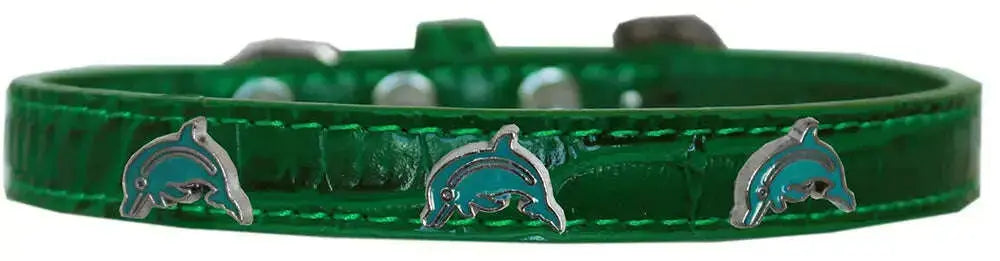 Dolphin-Widget-Croc-Dog-Collar-Emerald-Green-Size-14-GreatEagleInc-319973094