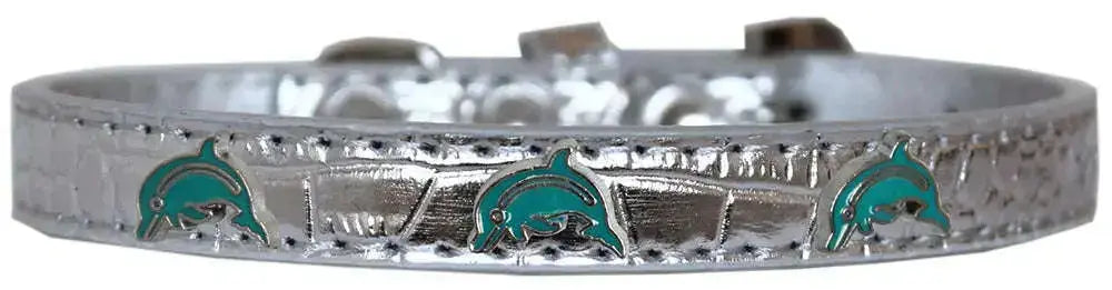 Dolphin-Widget-Croc-Dog-Collar-Silver-Size-10-GreatEagleInc-319975236