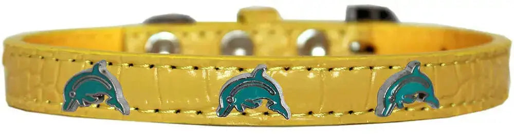 Dolphin-Widget-Croc-Dog-Collar-Yellow-Size-16-GreatEagleInc-319976157