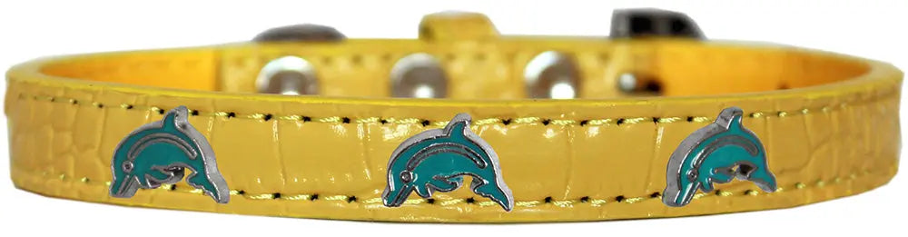 Dolphin Widget Croc Dog Collar Yellow Size 20 Default Title
