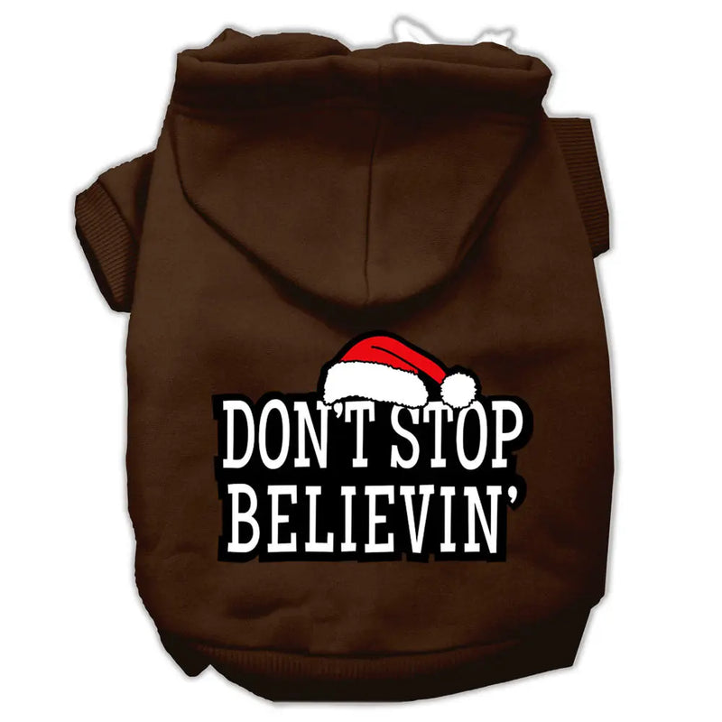 Don't Stop Believin' Screenprint Pet Hoodies Brown Size Xl Default Title