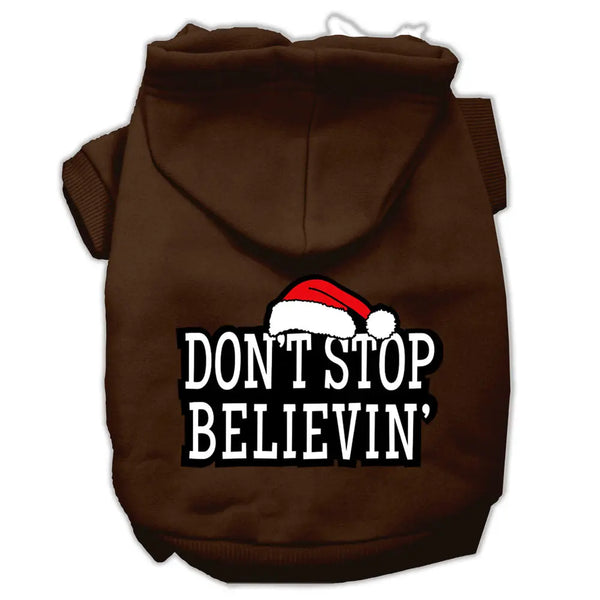 Don't Stop Believin' Screenprint Pet Hoodies Brown Size Xs Default Title