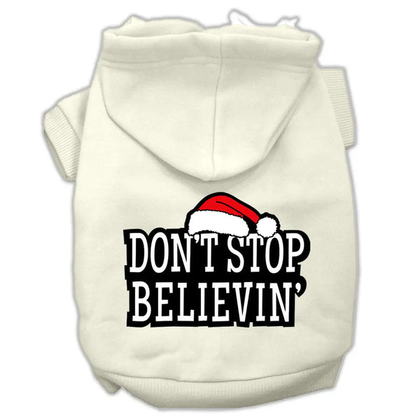 Don't Stop Believin' Screenprint Pet Hoodies Cream Size Xs Default Title