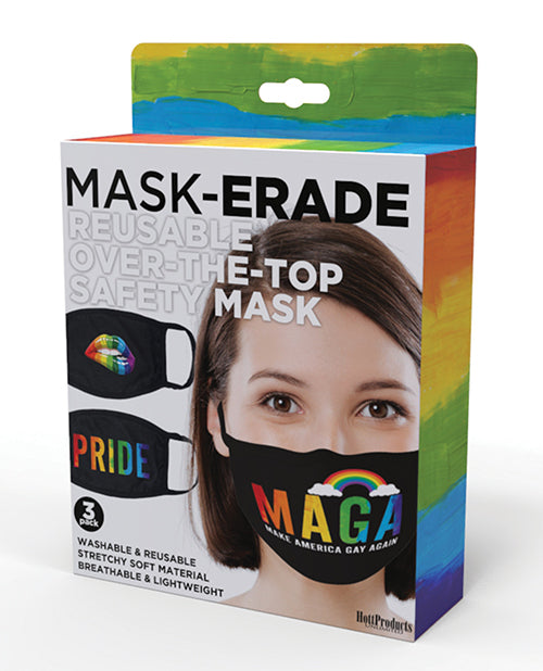 Hott Products Mask-erade Masks - Pride-gay Again- Rainbow Kiss Pack Of 3 Hott Products