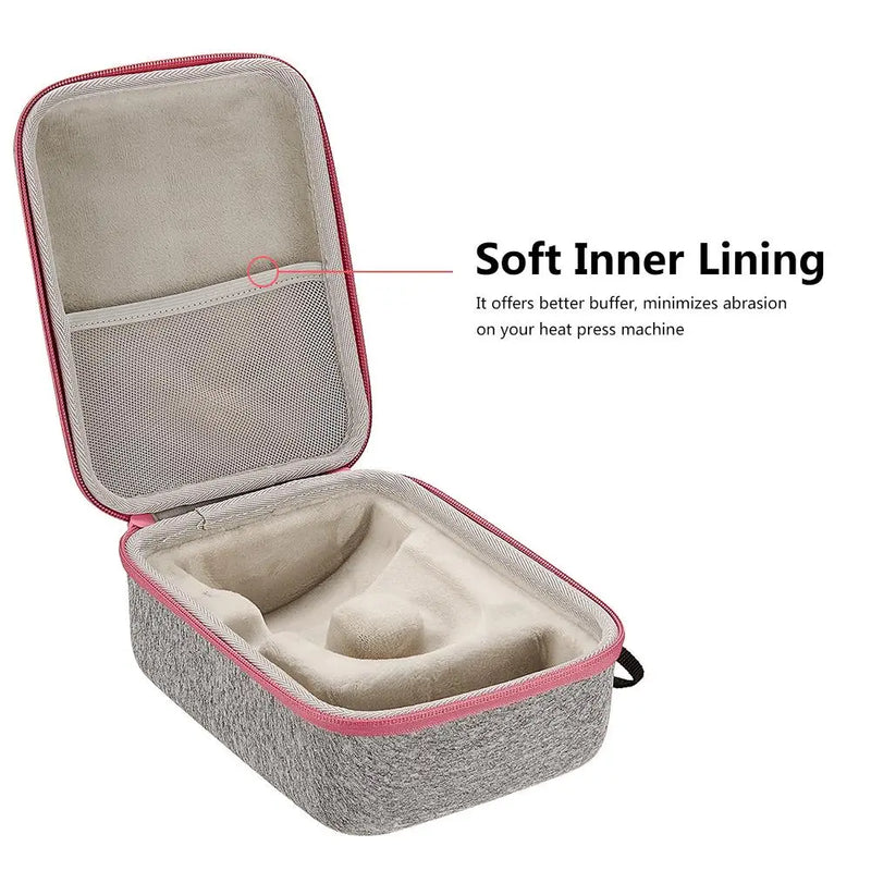 EVA Storage Bag for Cricut Easy Press Portable Heat Press Machine Waterproof Shockproof Storage Case Fashion Grey+Pink (Gray)