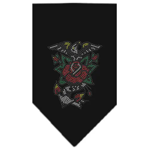 Eagle Rose Rhinestone Bandana Black Large Default Title