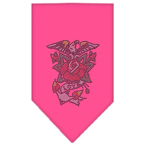 Eagle Rose Rhinestone Bandana Bright Pink Small Default Title