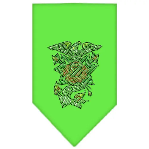 Eagle Rose Rhinestone Bandana Lime Green Large Default Title