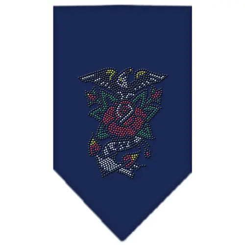 Eagle Rose Rhinestone Bandana Navy Blue Small Default Title