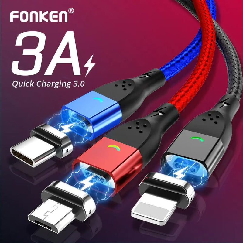 FONKEN Magnetic Cable Micro USB Type C Magnetic Charging Cables Magnetic Charger for iPhone Samsung Huawei Xiaomi Quick Charge GreatEagleInc