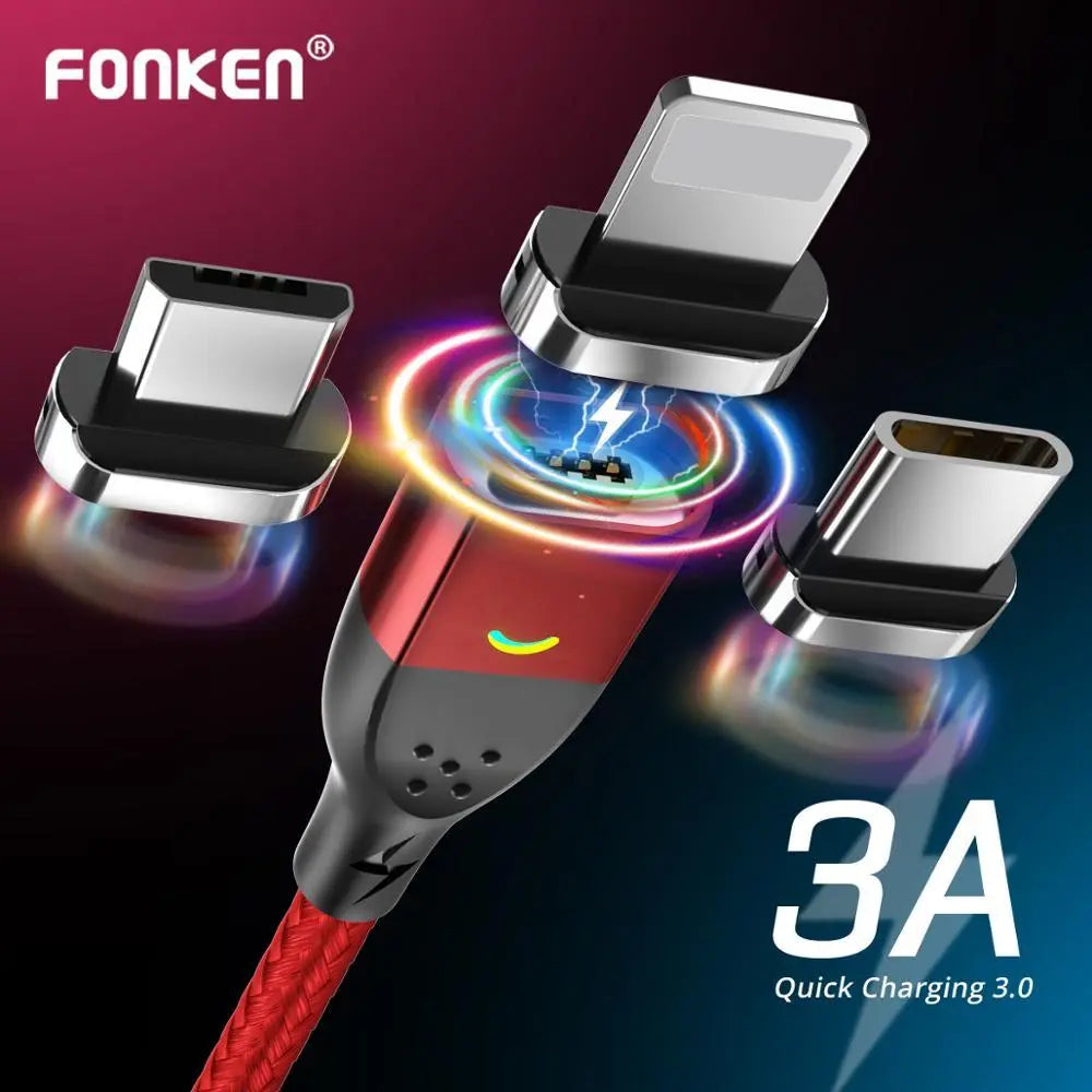 FONKEN Magnetic Cable Micro USB Type C Magnetic Charging Cables Magnetic Charger for iPhone Samsung Huawei Xiaomi Quick Charge GreatEagleInc