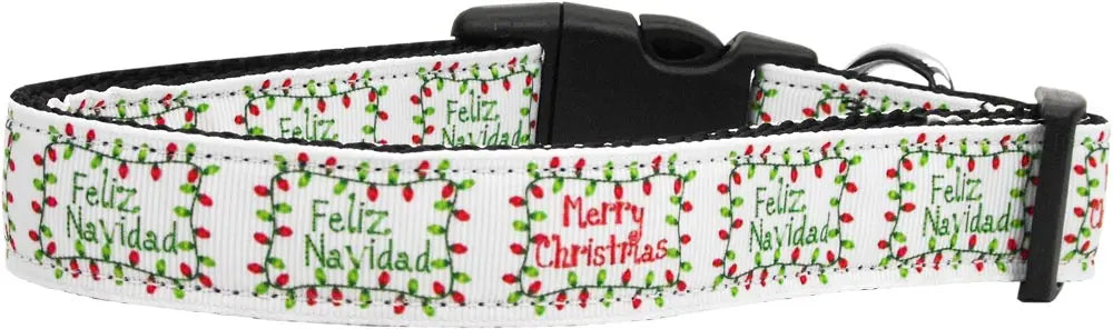 Feliz Navidad Nylon Dog Collar Medium Narrow Default Title