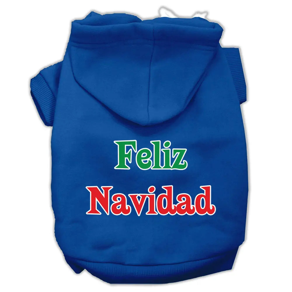 Feliz Navidad Screen Print Pet Hoodies Blue Xs Default Title