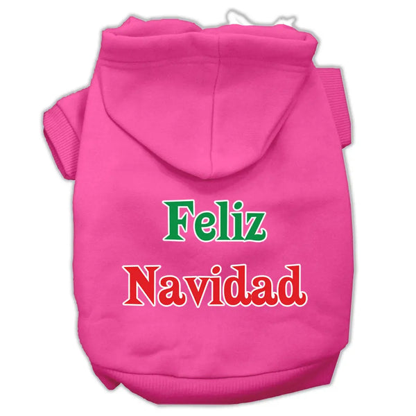 Feliz Navidad Screen Print Pet Hoodies Bright Pink L Default Title