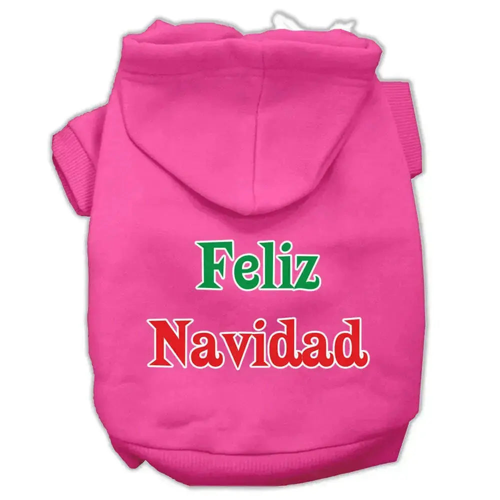 Feliz-Navidad-Screen-Print-Pet-Hoodies-Bright-Pink-Xs-GreatEagleInc-319387688
