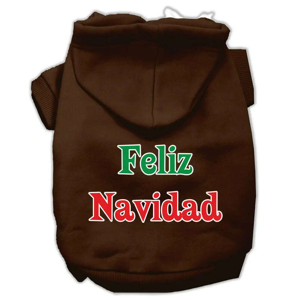 Feliz-Navidad-Screen-Print-Pet-Hoodies-Brown-L-GreatEagleInc-319390652
