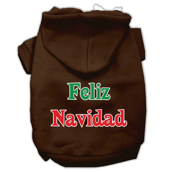 Feliz Navidad Screen Print Pet Hoodies Brown S Default Title
