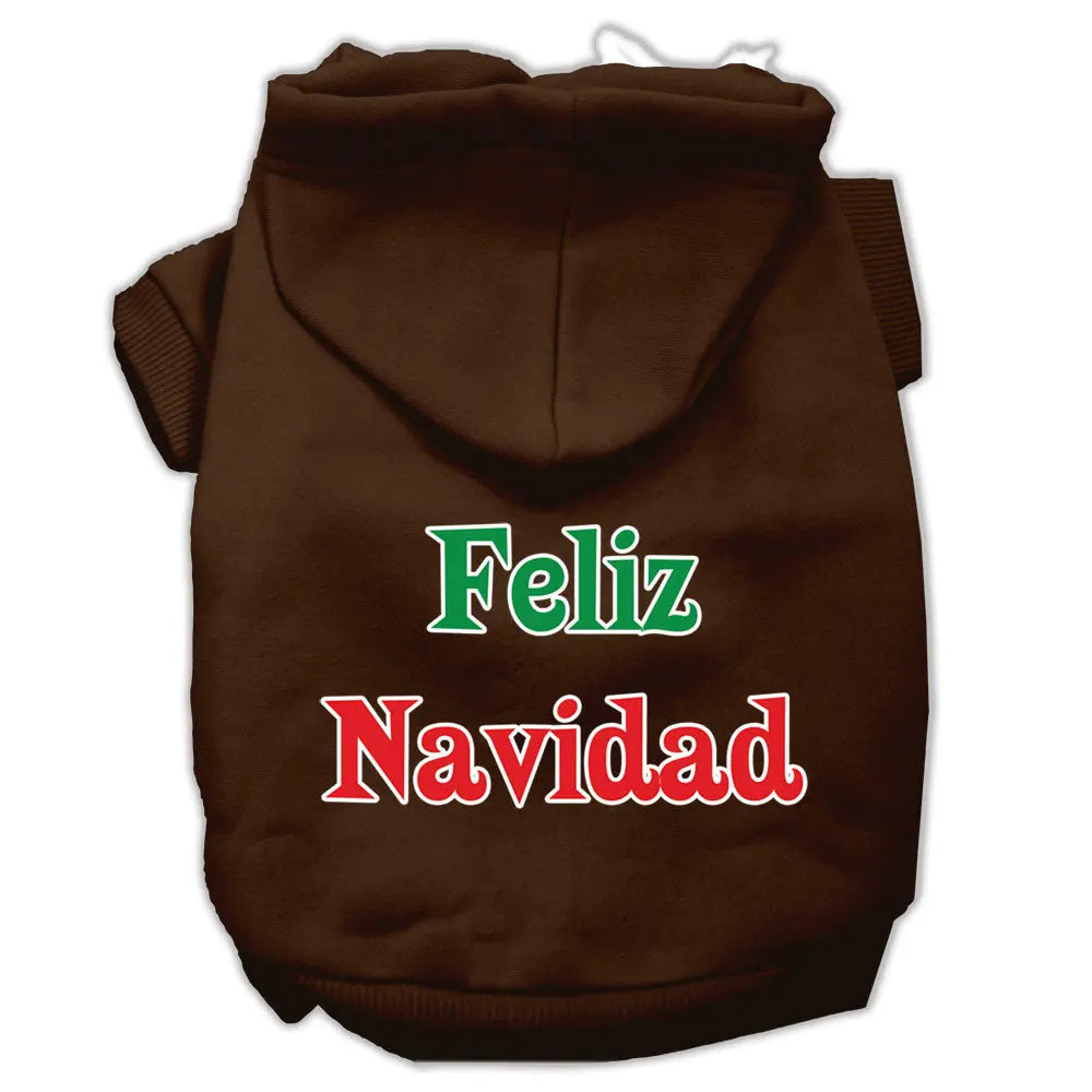 Feliz Navidad Screen Print Pet Hoodies Brown Xs Default Title