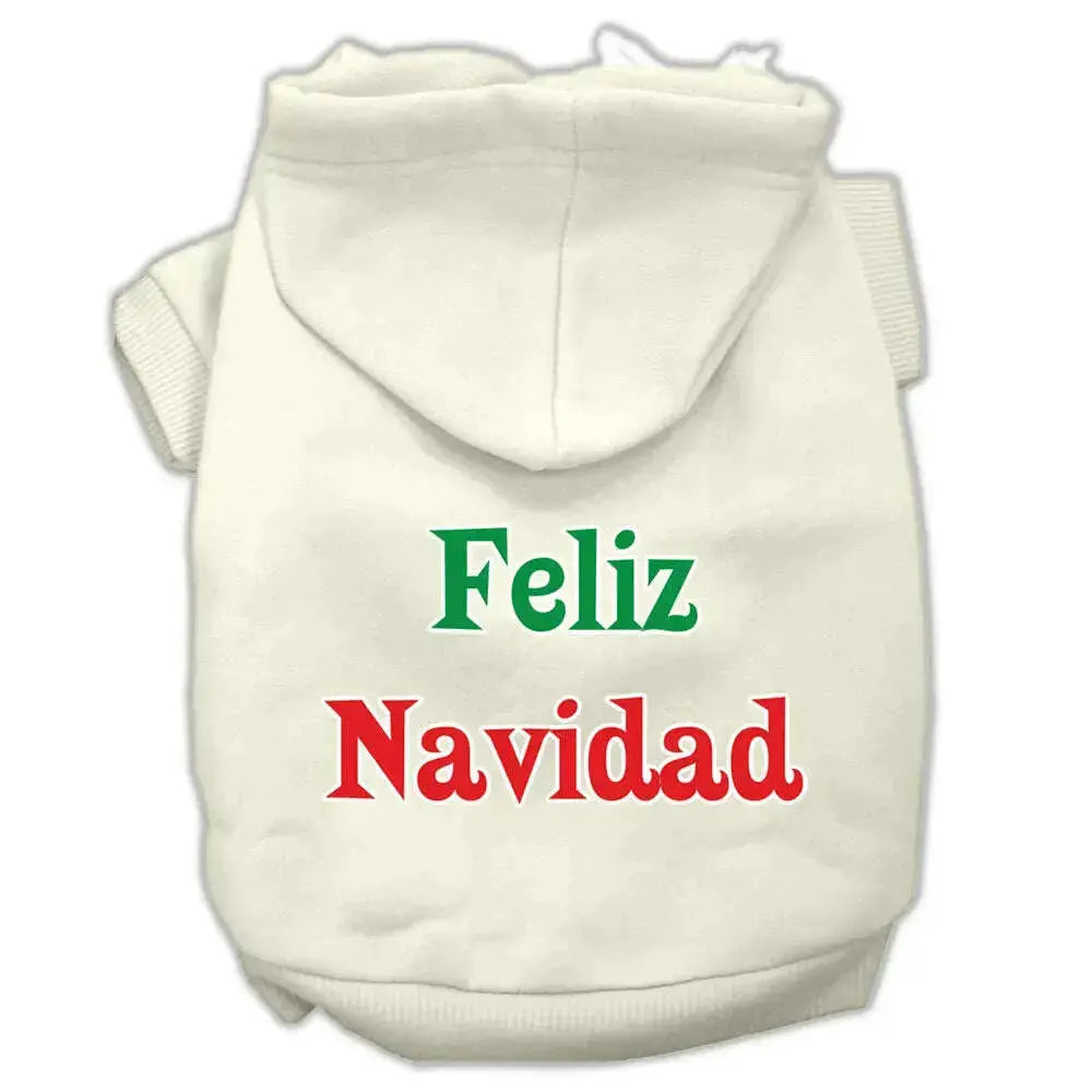 Feliz-Navidad-Screen-Print-Pet-Hoodies-Cream-Size-S-GreatEagleInc-319389157