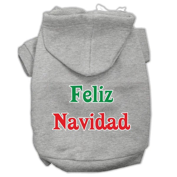 Feliz Navidad Screen Print Pet Hoodies Grey S Default Title