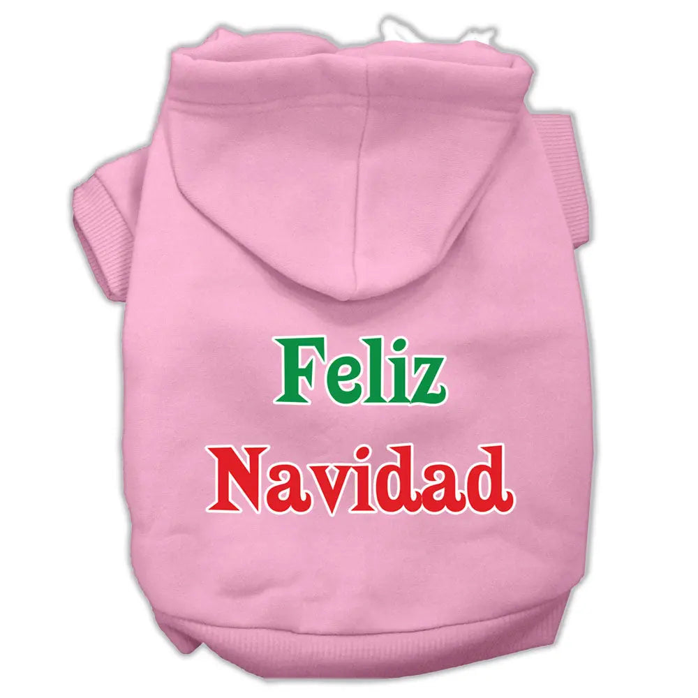 Feliz Navidad Screen Print Pet Hoodies Light Pink M Default Title