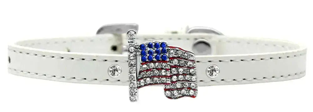 Flag-Charm-Dog-Collar-White-Size-8-GreatEagleInc-333682151