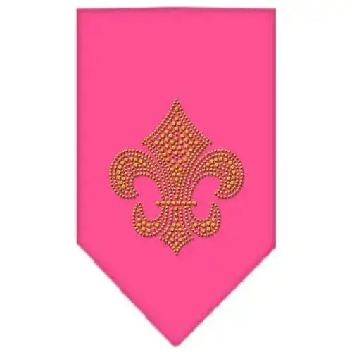 Fleur-De-Lis-Gold-Rhinestone-Bandana-Bright-Pink-Large-GreatEagleInc-319307570