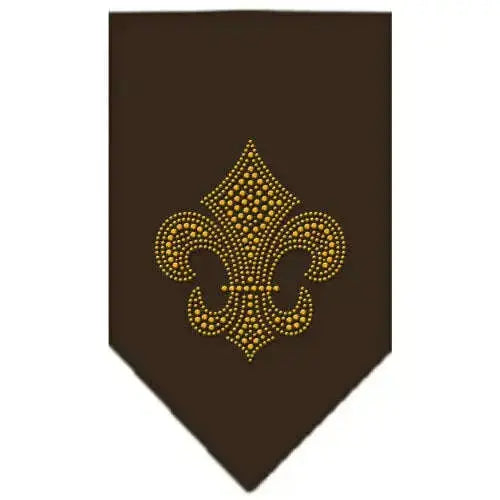 Fleur-De-Lis-Gold-Rhinestone-Bandana-Cocoa-Small-GreatEagleInc-319039180
