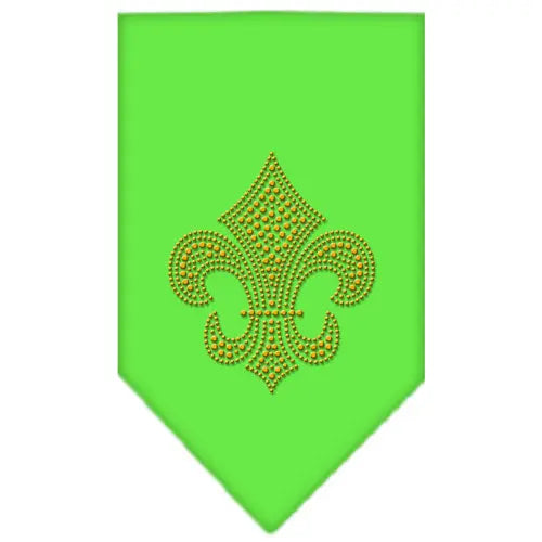 Fleur De Lis Gold Rhinestone Bandana Lime Green Small Default Title