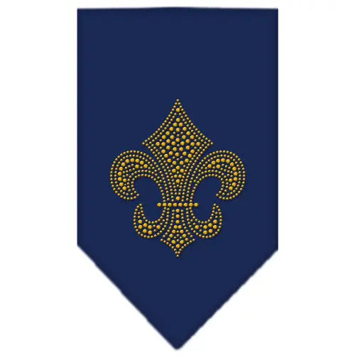 Fleur De Lis Gold Rhinestone Bandana Navy Blue Large Default Title