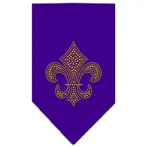 Fleur-De-Lis-Gold-Rhinestone-Bandana-Purple-Small-GreatEagleInc-319038456