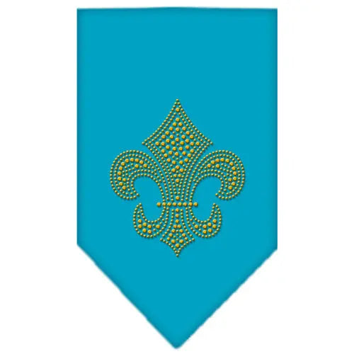 Fleur De Lis Gold Rhinestone Bandana Turquoise Large Default Title