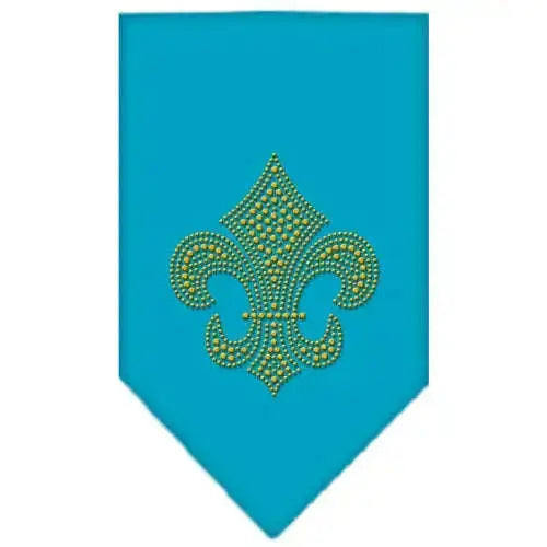Fleur-De-Lis-Gold-Rhinestone-Bandana-Turquoise-Small-GreatEagleInc-319038231
