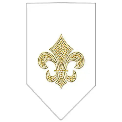 Fleur-De-Lis-Gold-Rhinestone-Bandana-White-Large-GreatEagleInc-319039522