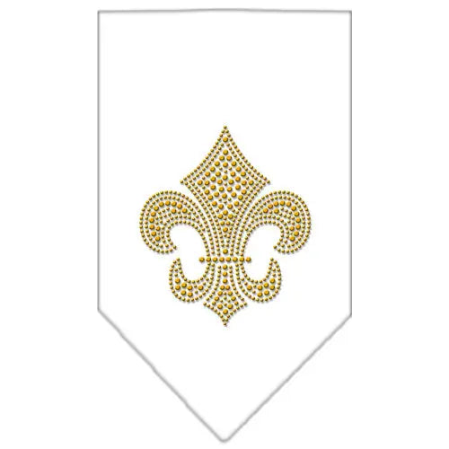Fleur De Lis Gold Rhinestone Bandana White Small Default Title