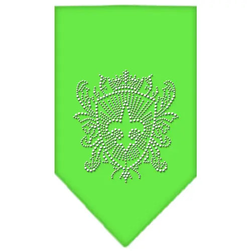 Fleur De Lis Shield Rhinestone Bandana Lime Green Large Default Title