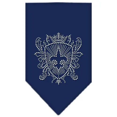 Fleur De Lis Shield Rhinestone Bandana Navy Blue Large Default Title