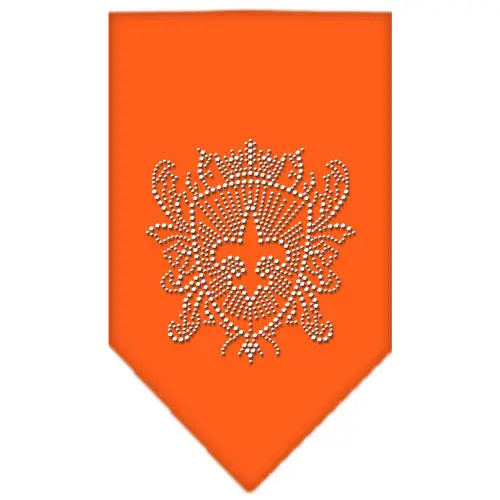 Fleur De Lis Shield Rhinestone Bandana Orange Small Default Title