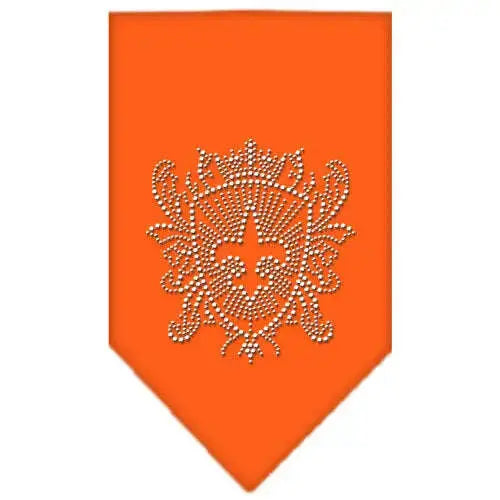 Fleur-De-Lis-Shield-Rhinestone-Bandana-Orange-Small-GreatEagleInc-318592258