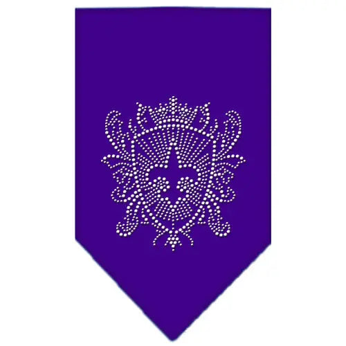 Fleur De Lis Shield Rhinestone Bandana Purple Large Default Title
